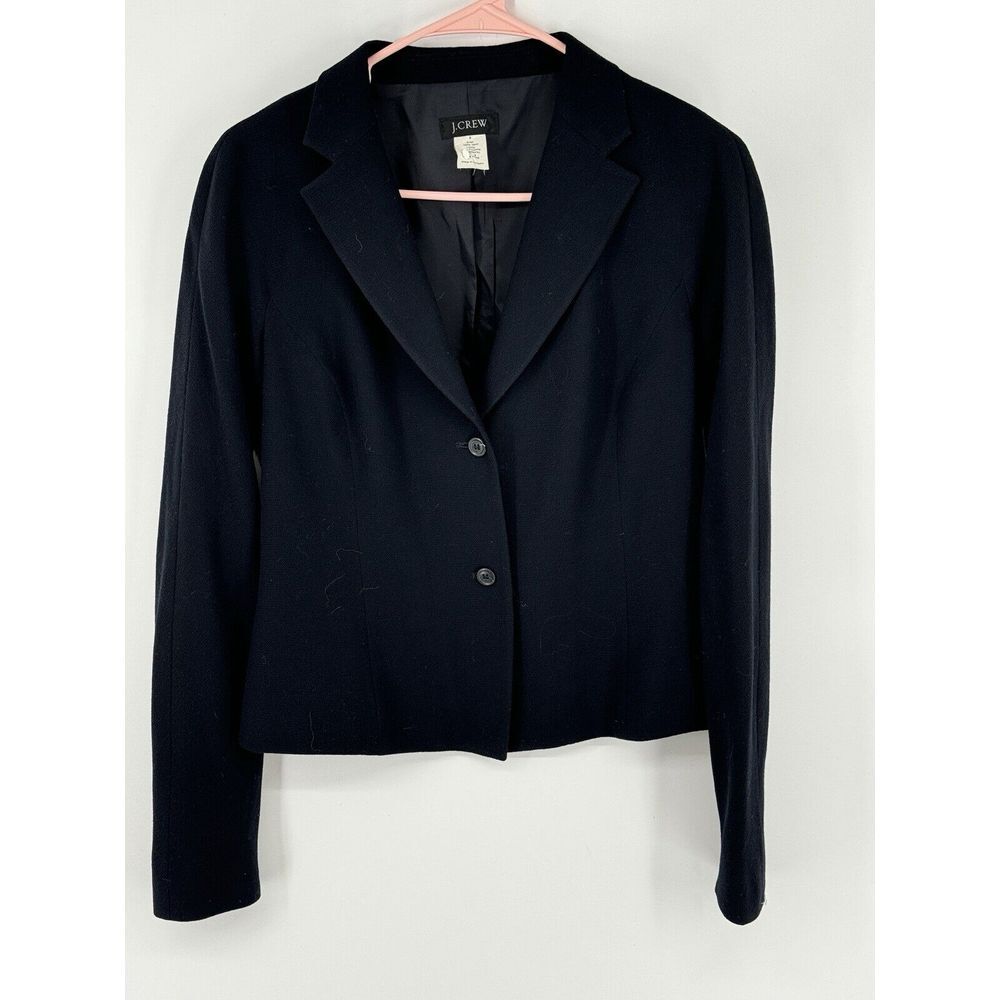 J‎ Crew 100% Wool Dark Navy Size 8 Jacket Sports Coat Two Button